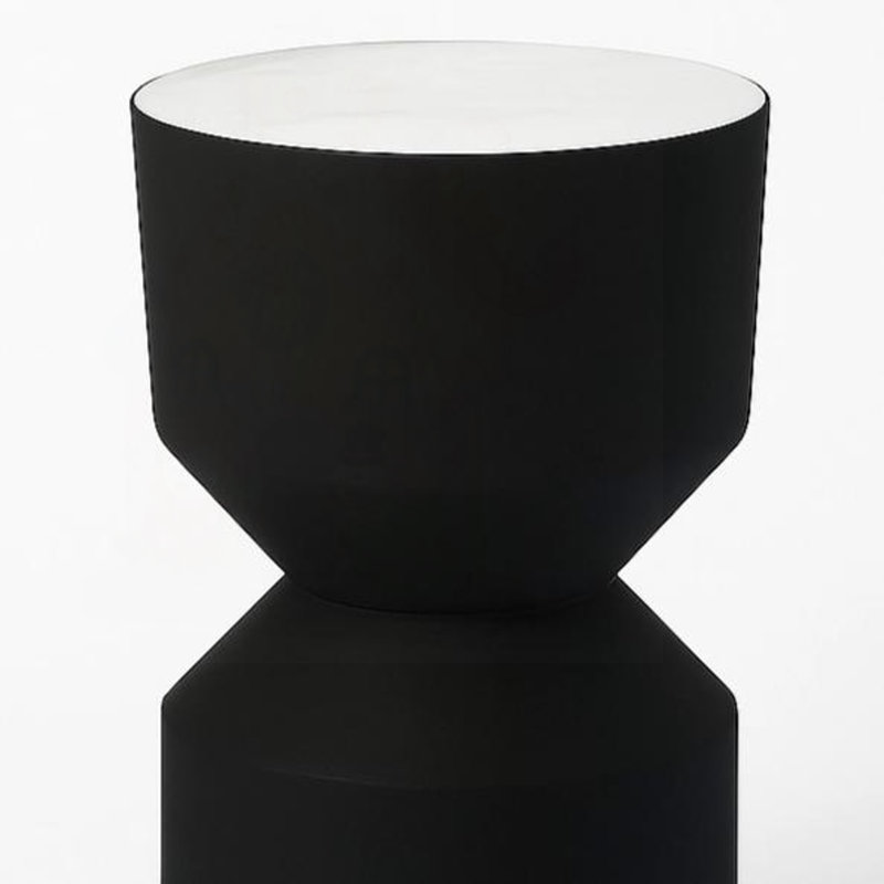 Two-Tier Drum Side Table with Hourglass Silhouette