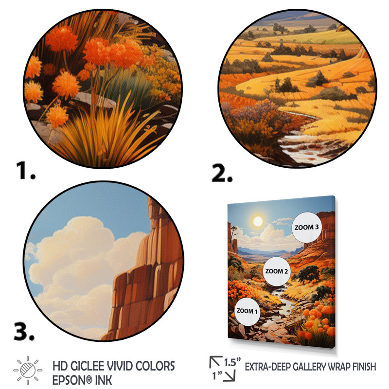 «Beckem Nevada Canyon Mirage I», reproduction sur toile, H 32 po x l 16 po x P 1 po, Cadre flottant blanc