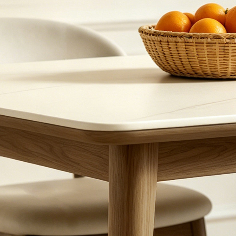 6 - Person White Rectangular Sintered Stone Stone Tabletop Dining Table Set