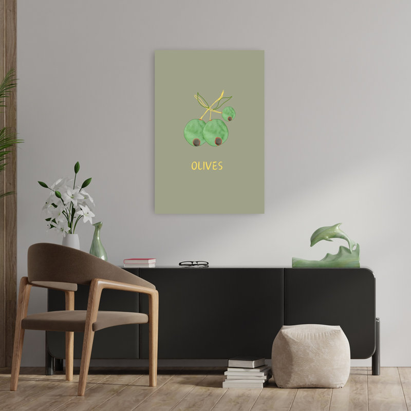 Art mural méditerranéen, olives vertes méditerranéennes, H 36 po x l 24 po