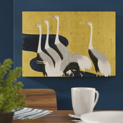Cranes Oriental Japanese by - Wrapped Canvas