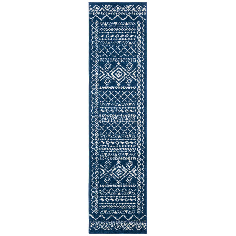Tapis bleu marine / ivoire Cambree Southwestern, Tapis de couloir 2 pi x 11 pi