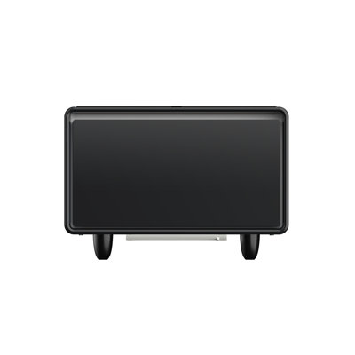Black Modern Side Table With Built-In Refrigerator, Wireless Charging, And Outlet Protection - Luxury Feature Rectangular Smart Fridge, Temperature Control, Ports, Power Socket