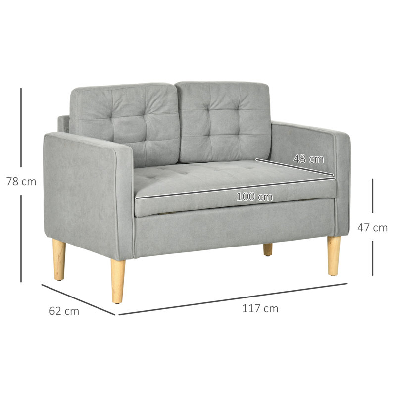 Saladin 2 Seater Sofa, Light Gray Polyester