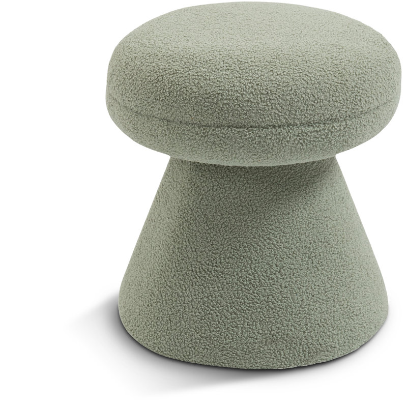 Hynda 18" Ottoman, Mint Faux Shearling Teddy Fabric