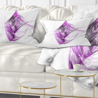 Mauve sur fond blanc fractal - coussin imprimé abstrait