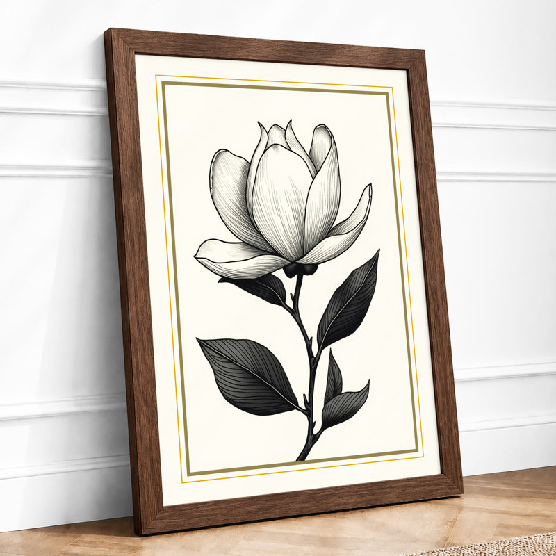 Single Bloom Study Botanical - Framed Print, Walnut, A4 - 29.7 x 21.0 cm