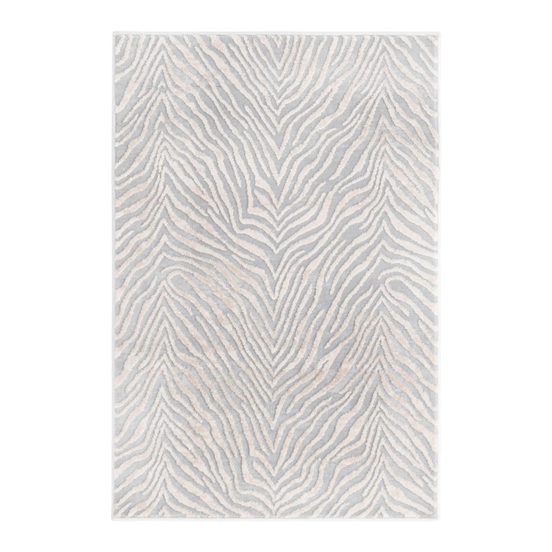 Tapis gris / ivoire à imprimé animal Tatte, Rectangle 2 pi x 3 pi