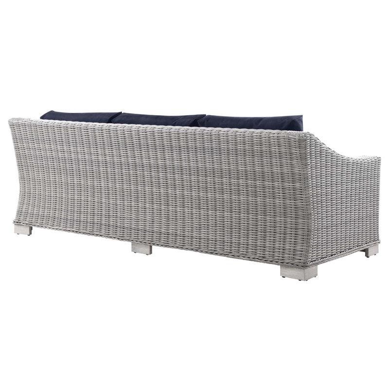 Modway Conway Outdoor Patio Wicker Rattan Sofa, Navy