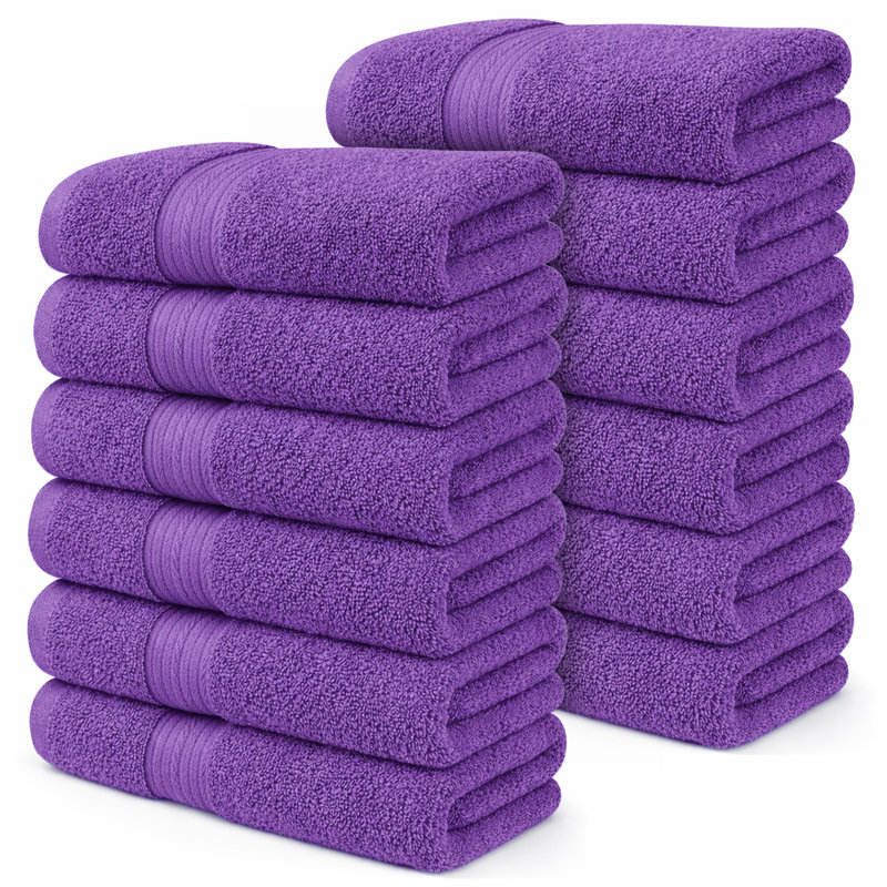 Serviette 100% coton 600 g / m² 18 x 28 po, Mauve, Hand Towels- 12 Pack