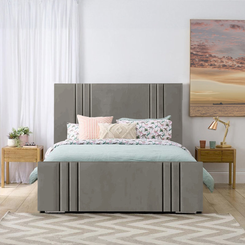 Adelpho Upholstered Bed, Grey, Single (3')