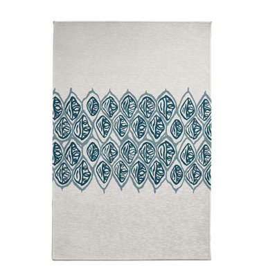 Bleu sarcelle/Tapis décoratif Ivoire