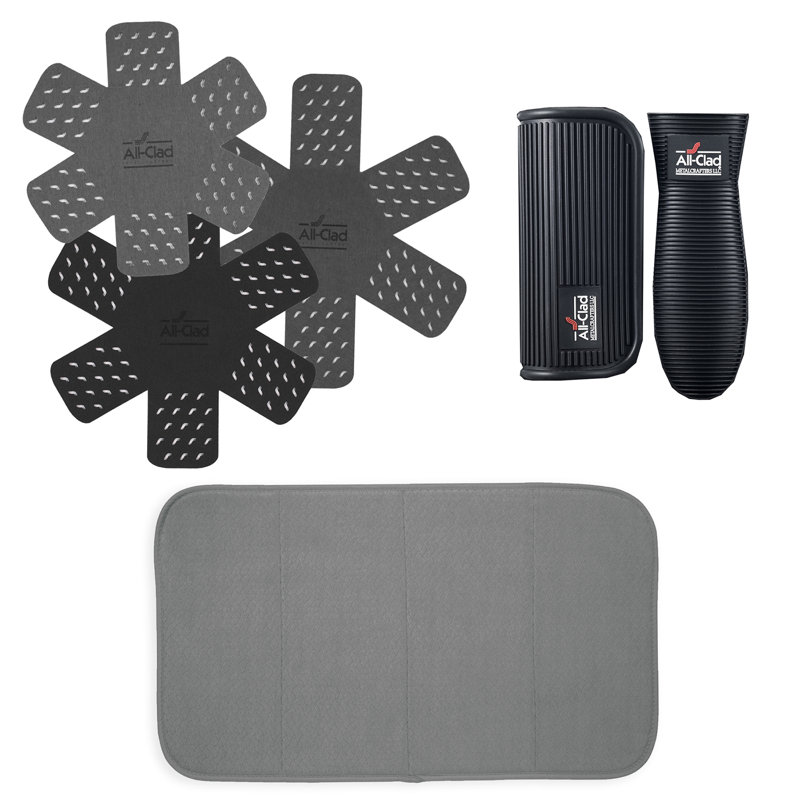 6-Piece Cookware Protectors, Silicone Grip, & Dish Drying Mat Set