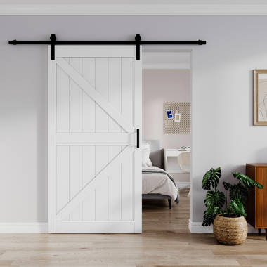 Manufactured Wood Paneled Barn Door with Installation Hardware Kit LDB_BUILDING Finish/Color: White, Size: 42 x 84