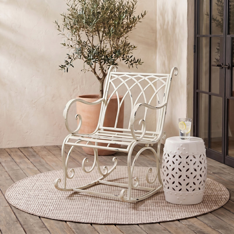 Astoria Grand Medrano Rocking Chair, Antique White