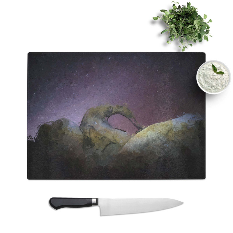 Tempered Glass Stars over the Rock Chopping Board, 39 cm W x 28.5 cm L