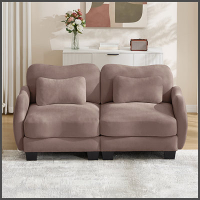 Canapé de soutien en chenille avec coussin de taille délicate, conception incurvée, base et accoudoirs ergonomiques, coussin de soutien doux, assemblage facile pour le salon et la chambre à coucher, poussière de rose