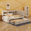 Lit de jour simple rembourré en tissu avec lit gigogne, supports de rangement intégrés, stations de charge USB et prises de courant-1068494238