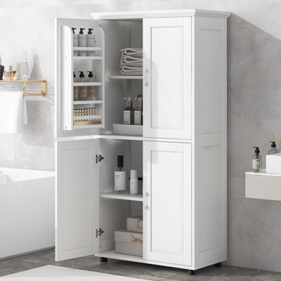 Bathroom Floor Storage Cabinet, Freestanding Cabinet With Adjustable Shelves