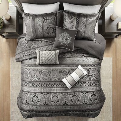 Luxury Comforter Grey King - 7 Piece Bedding