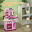 Vrej Kids Kitchen, 33-Pc Play Accessories, Lights, Ages 3-6, Pink