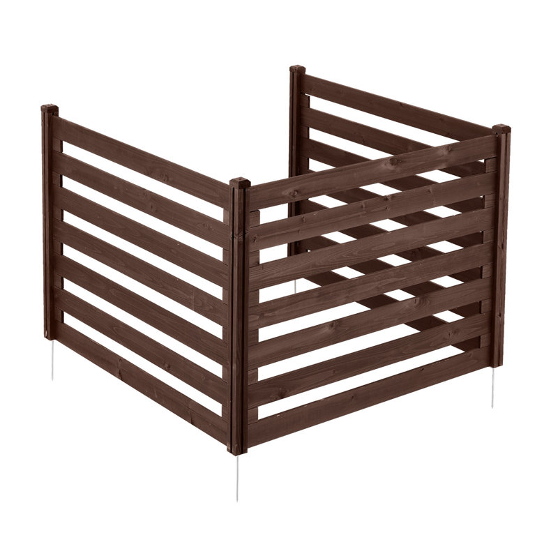 Clôture d'intimité en bois, clôture de climatiseur de 48 po x 37 po, écran d'intimité en bois massif à 3 panneaux avec piquets en métal, structure en acier, clôture à poubelle convenant au jardin, à la piscine