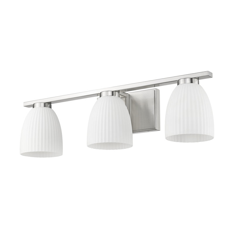 Coiffeuse Mateo, H 6,5 po x l 24 po x P 6,5 po, Nickel brossé, Trois lumières