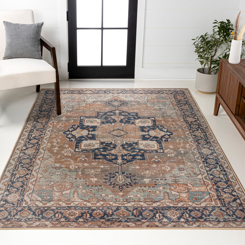 Tapis beige / bleu Sarok, Tapis de couloir 2 pi x 8 pi