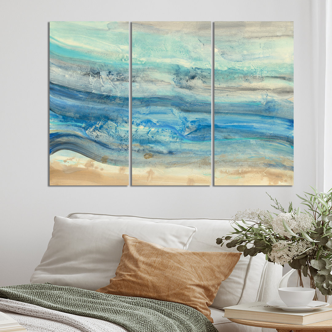 'Ocean Mineral Waves' Painting Multi-Piece Image on Canvas The Twillery Co.® 