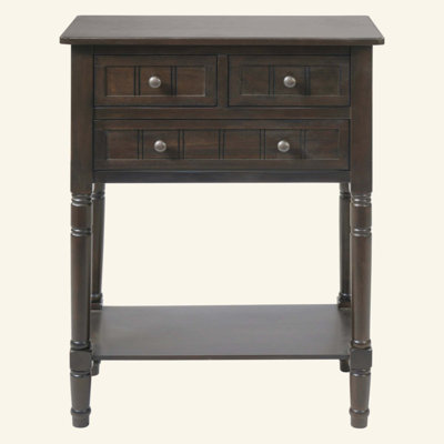 Narrow Console Table, Slim Sofa Table with Three Storage Drawers and Bottom Shelf
