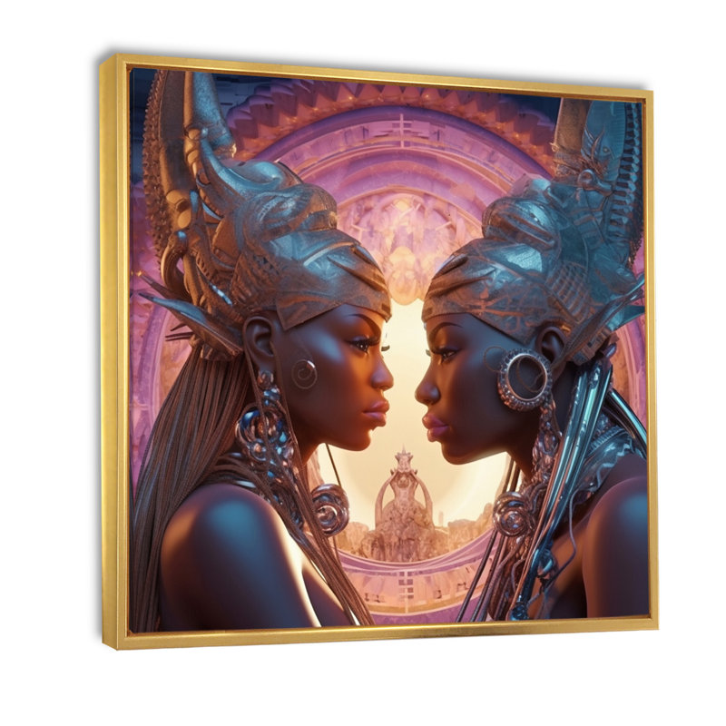 Divine Love Cosmic Lovers, H 36 po x l 36 po x P 1,5 po, Cadre flottant doré