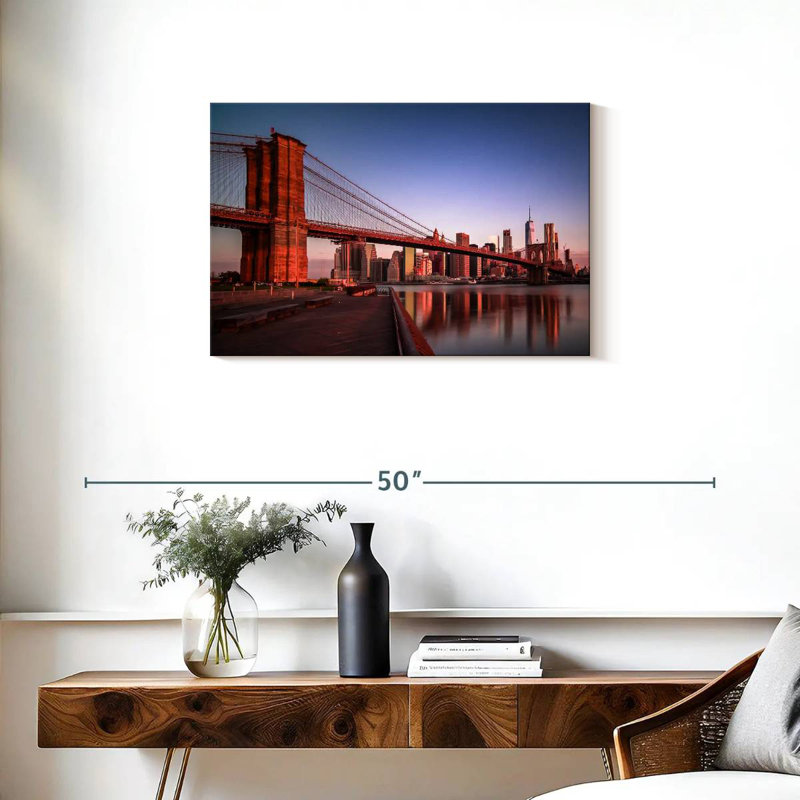 Lilie Brooklyn Bridge au lever du soleil, H 20 po x l 30 po