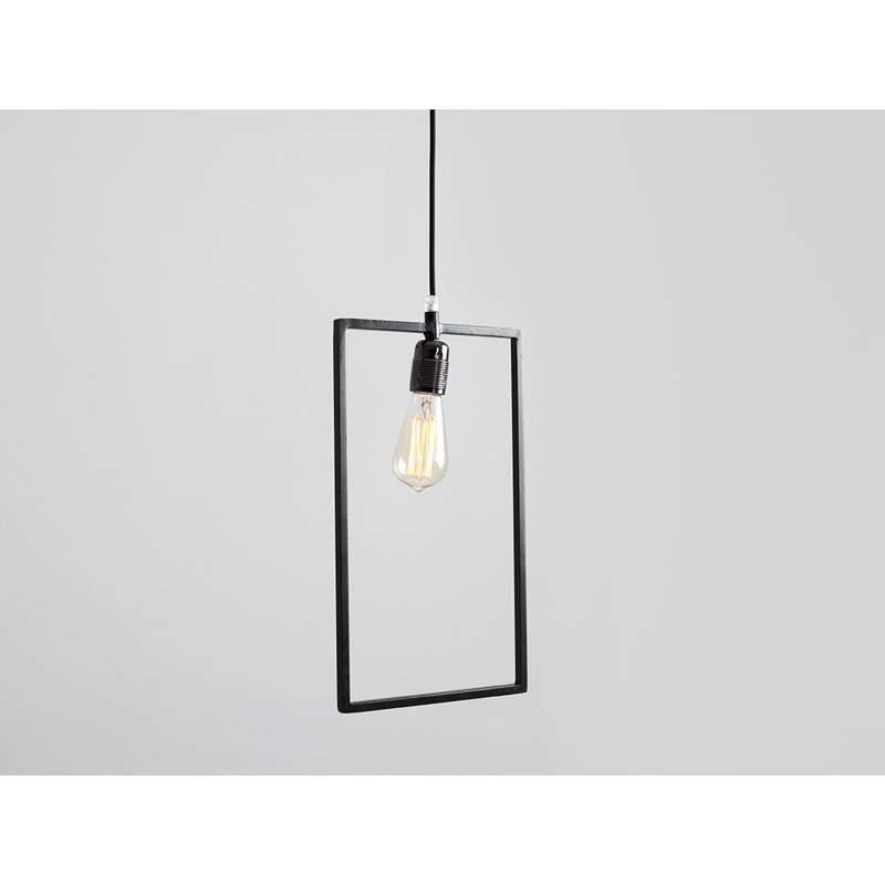 1 - Light White Square/Rectangle Pendant, 190cm H x 25cm W x 5cm D, Black