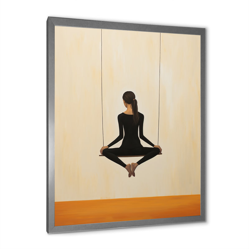 " Beige Yoga Inner Balance II ", Silver, 44" H x 34" W x 1.5" D