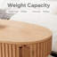 Table basse 47 po ovale avec rangement - Table à thé d'appoint moderne en placage de bois massif pour salon, chambre à coucher, appartement et bureau, finition bois naturel