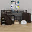 Lit superposé en L avec 3 tiroirs, bureau portable et garde-robe-397175367