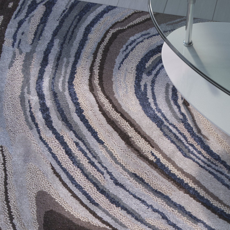 Tapis taupe/bleu touffeté à la main Tenille, 3'3" x 5'3"