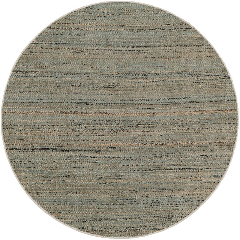 Tapis uni / rayé bleu Durah, Rond 5 pi 3 po