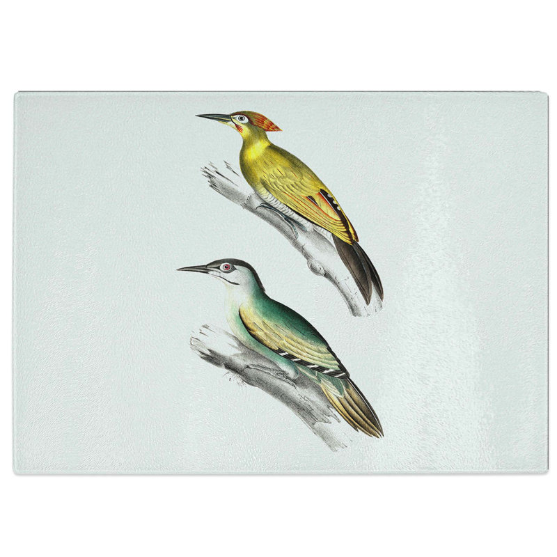 Tempered Glass Two Woodpeckers by John Edward Gray Chopping Board, 28.5 cm W x 20 cm L