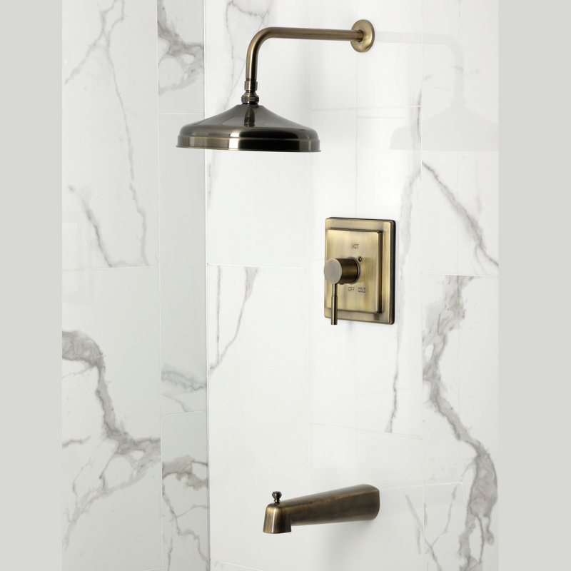 Kingston Brass Single-Handle Pressure Balanced Tub And Shower Faucet, Antique Brass