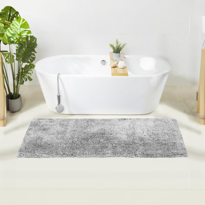 Better Trends Haven Collection Bath Rug 17x24 Silver Soft Plush Absorbent Non Slip Bathroom Mat