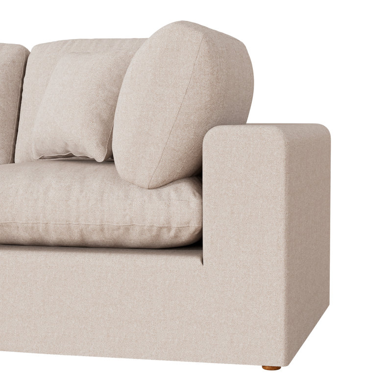 Canapé modulaire rembourré 3 pièces Jossa, Chenille ivoire