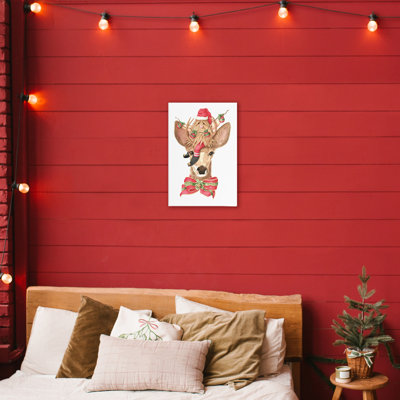 Elfe du Père Noël sur toile de chevreuil, design par Nancy Overton