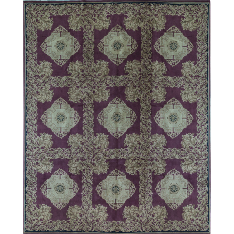 Savonnerie Wool Geometric Area Rug