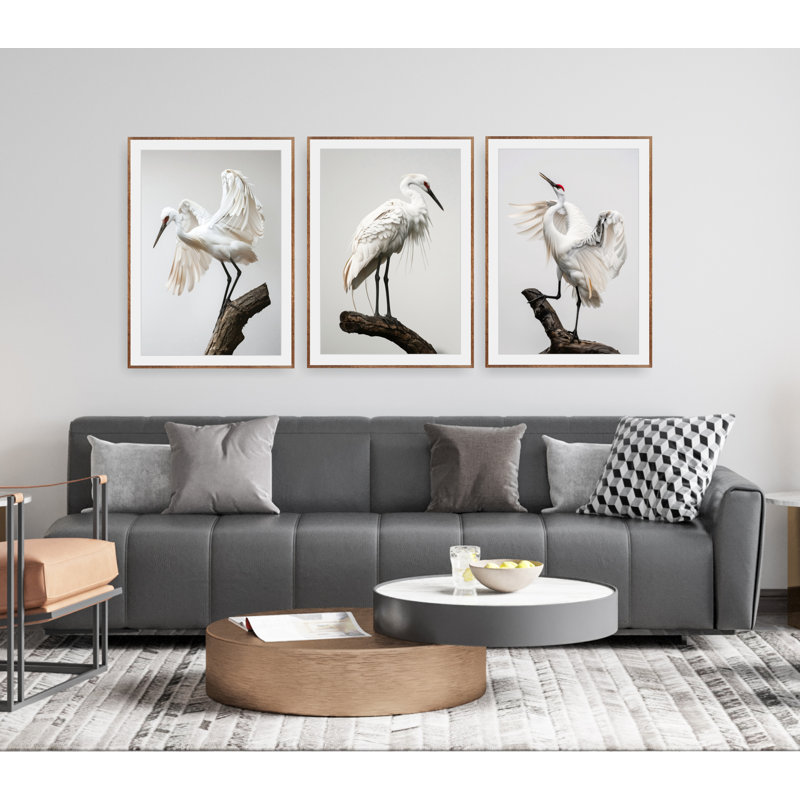 Impression de grands hérons bleus, décor de chambre minimaliste côtier, très grande photo d'oiseau, Affiche sans cadre