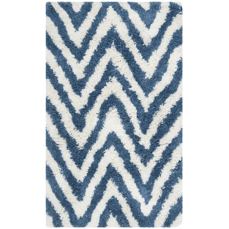Delane Handmade Tufted Ivory/Blue Area Rug