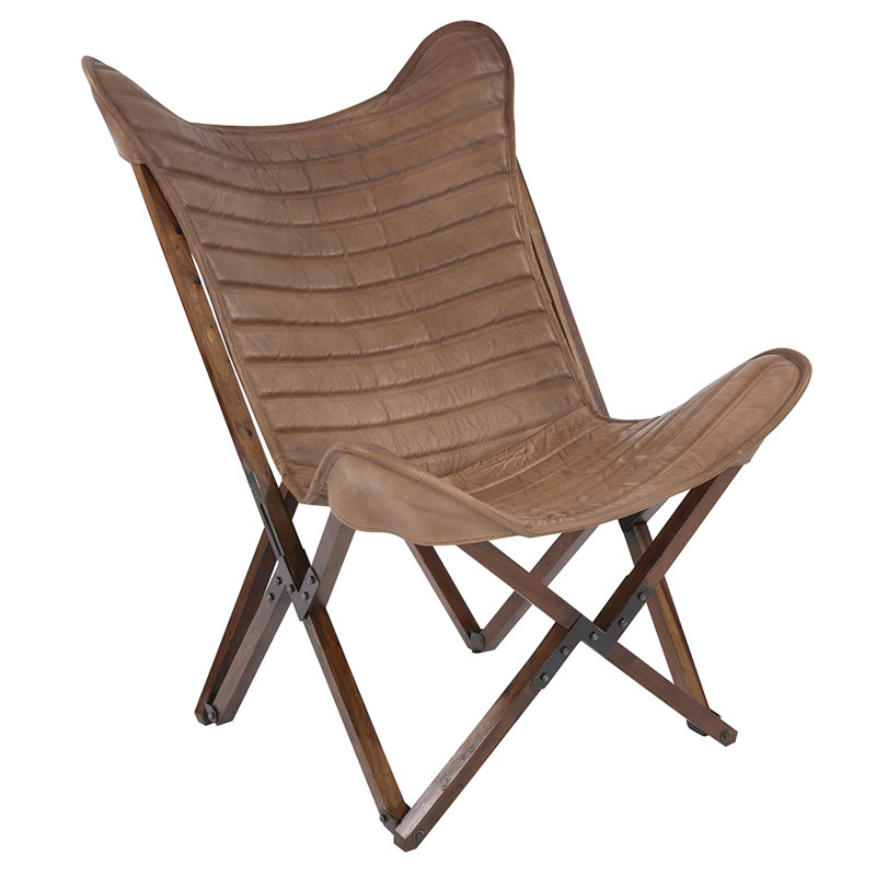 Alinea Accent Chair, Brown Genuine Leather, Brown