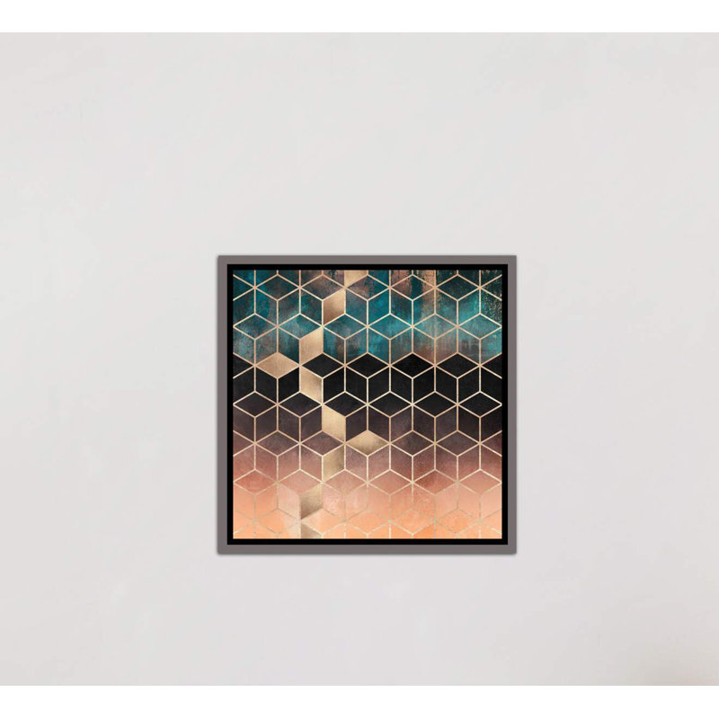 «Ombre Dream Cubes» par Elisabeth Fredriksson - impression d'art graphique, H 26 po x l 26 po x P 1,5 po