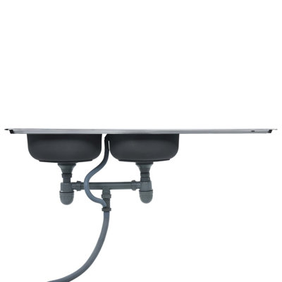 Bronwen Belfry Kitchen 500 mm W Double Bowl Steel Flush Kitchen Sink