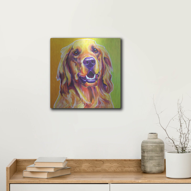 Red Barrel Studio «Golden - Jasper» par Dawg Painter, art mural en métal, H 12 po x l 12 po